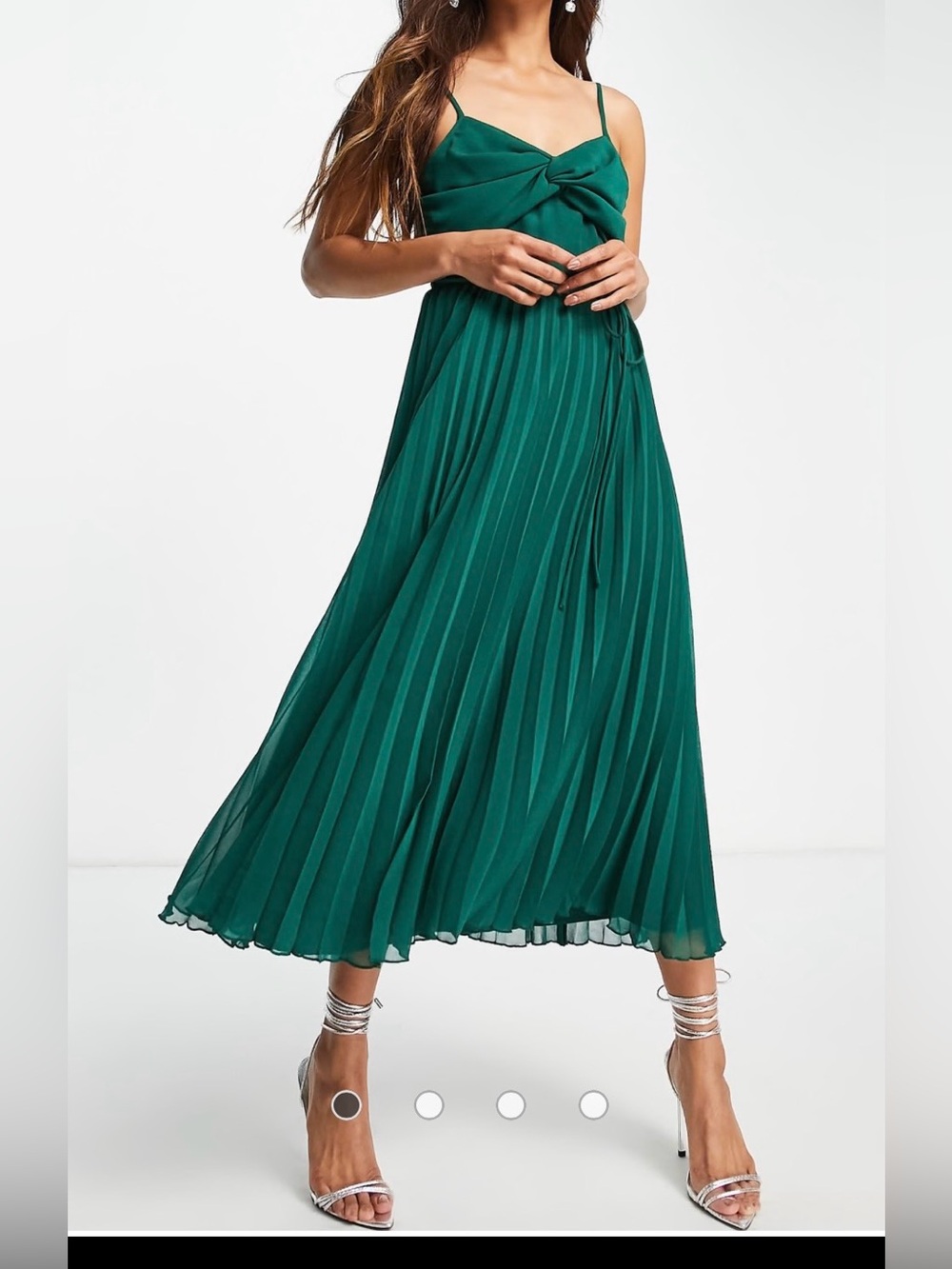 ASOS emerald green pleated dress Size 6”